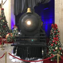 Credit: S.M. O'Connor Caption: This is the headlamp of THE POLAR EXPRESS steam locomotive mock-up in the Great Hall of Chicago's Union Station.